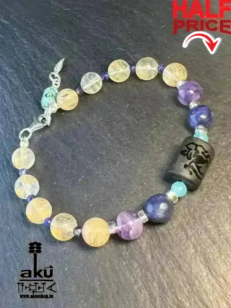 Schütze Sternzeichen Glückskristalle Armband Edelsteine Citrin Lapislazuli Amethyst Sodalith, Türkis, Topas - AkueShop