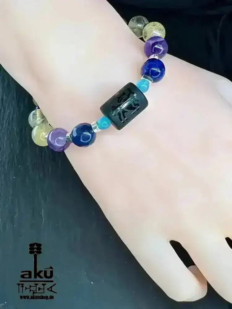 Schütze Sternzeichen Glückskristalle Armband Edelsteine Citrin Lapislazuli Amethyst Sodalith, Türkis, Topas - AkueShop