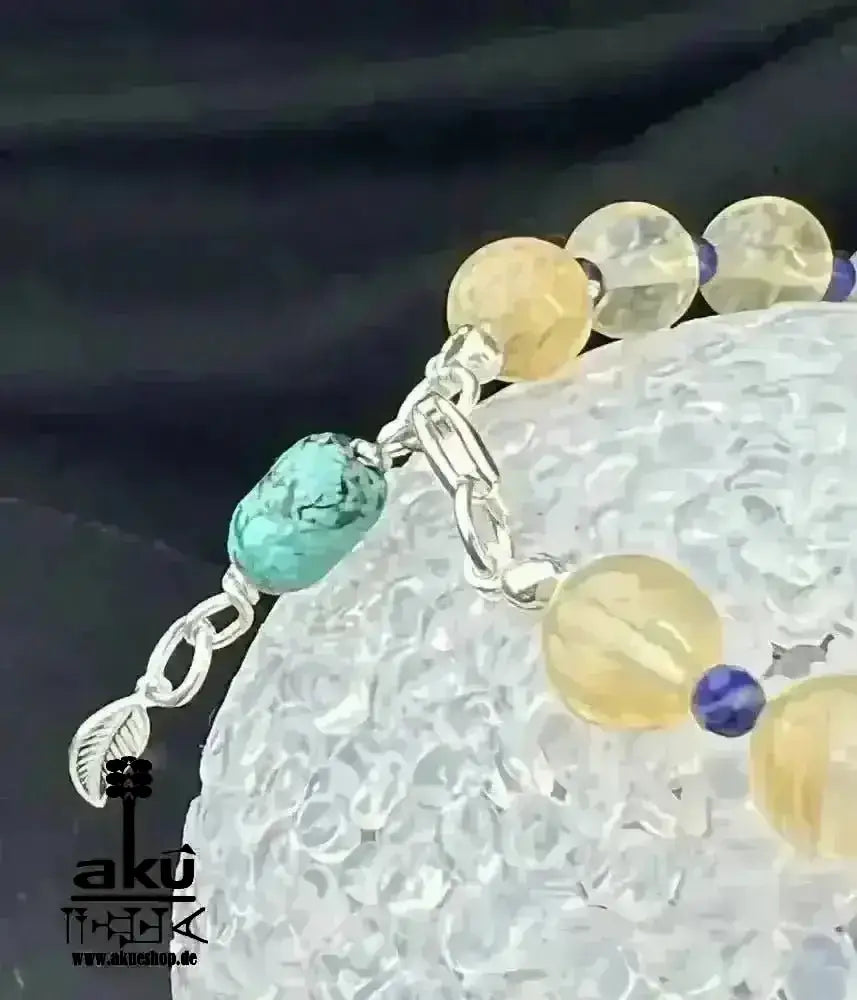 Schütze Sternzeichen Glückskristalle Armband Edelsteine Citrin Lapislazuli Amethyst Sodalith, Türkis, Topas - AkueShop