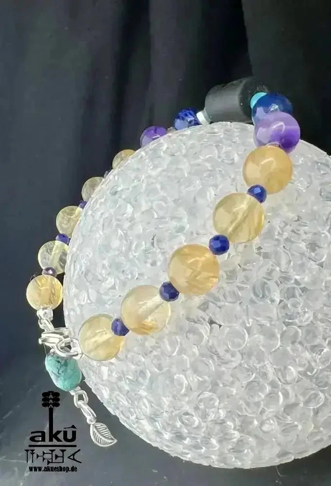 Schütze Sternzeichen Glückskristalle Armband Edelsteine Citrin Lapislazuli Amethyst Sodalith, Türkis, Topas - AkueShop