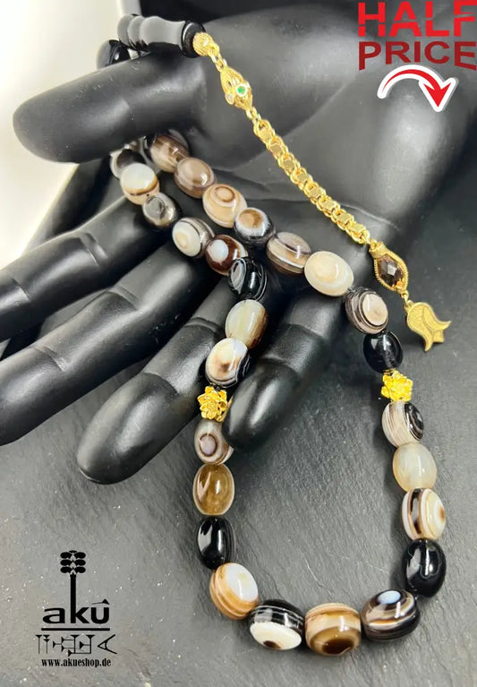 Sulemani Achat Tesbih Akik Edelstein islamisches Misbaha chakra Heilungsenergie goldene Quaste Tesbih