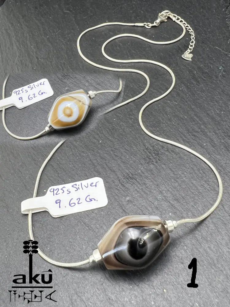 Sulemani Akik Halskette natürlich Hakik Achat Aqeeq schmuck 925er Silbere Schlangekette. AkueShop mutterstag geschenk