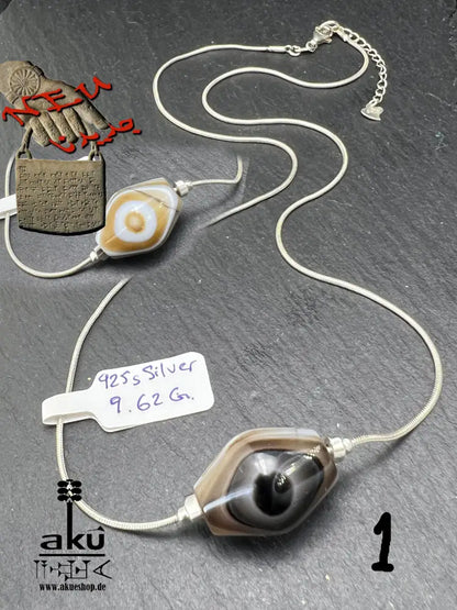 Sulemani Akik Halskette natürlich Hakik Achat Aqeeq schmuck 925er Silbere Schlangekette. AkueShop mutterstag geschenk