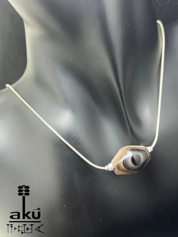 Sulemani Akik Halskette natürlich Hakik Achat Aqeeq schmuck 925er Silbere Schlangekette. AkueShop mutterstag geschenk