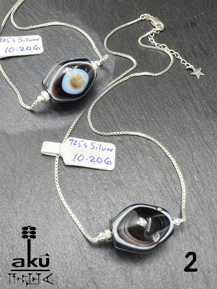 Sulemani Akik Halskette natürlich Hakik Achat Aqeeq schmuck 925er Silbere Schlangekette. AkueShop mutterstag geschenk