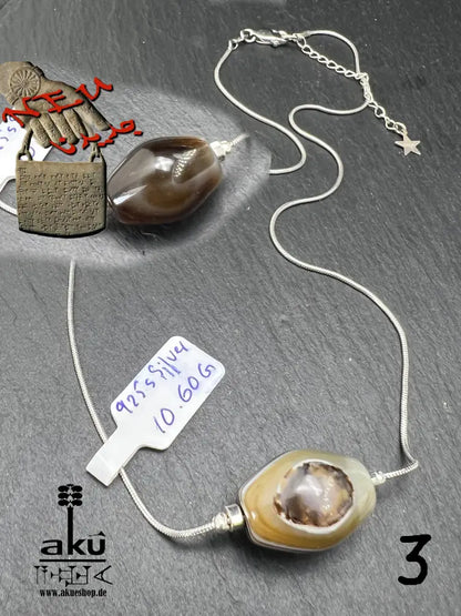 Sulemani Akik Halskette natürlich Hakik Achat Aqeeq schmuck 925er Silbere Schlangekette. AkueShop mutterstag geschenk