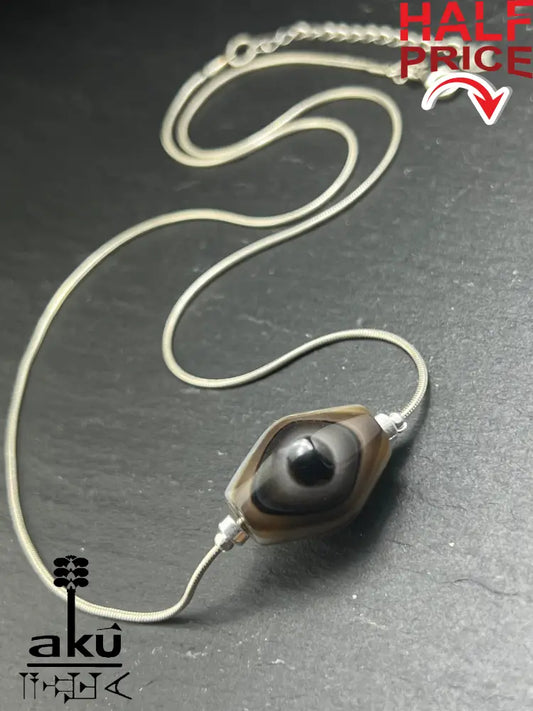 Sulemani Akik Halskette natürlich Hakik Achat Aqeeq schmuck 925er Silbere Schlangekette. AkueShop mutterstag geschenk