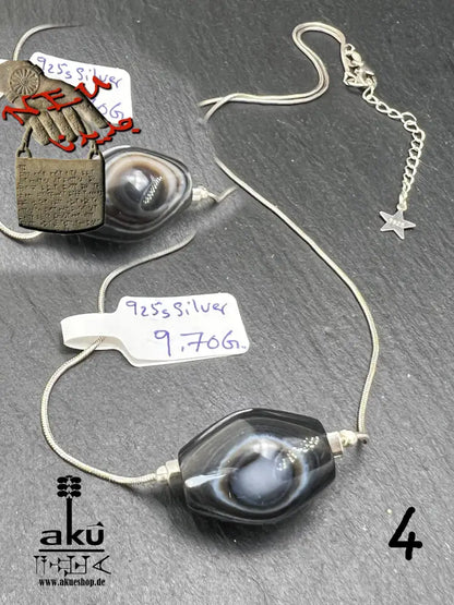 Sulemani Akik Halskette natürlich Hakik Achat Aqeeq schmuck 925er Silbere Schlangekette. AkueShop mutterstag geschenk