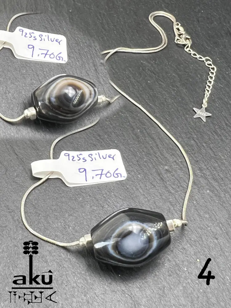Sulemani Akik Halskette natürlich Hakik Achat Aqeeq schmuck 925er Silbere Schlangekette. AkueShop mutterstag geschenk