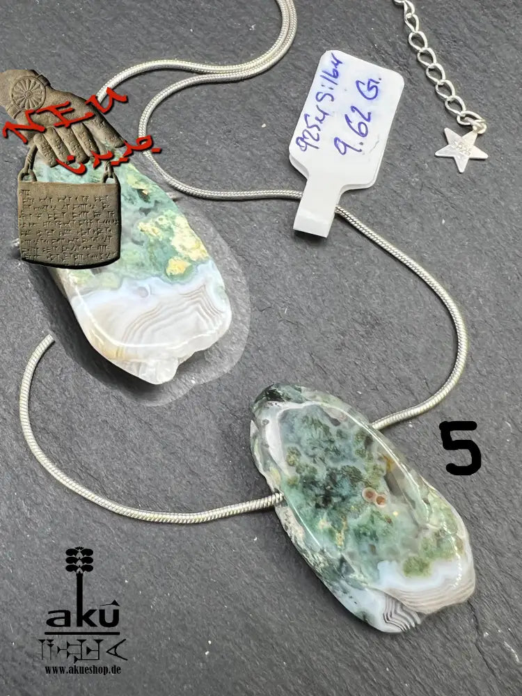 grün Akik Halskette natürlich Hakik Achat Aqeeq schmuck 925er Silbere Schlangekette. AkueShop mutterstag geschenk