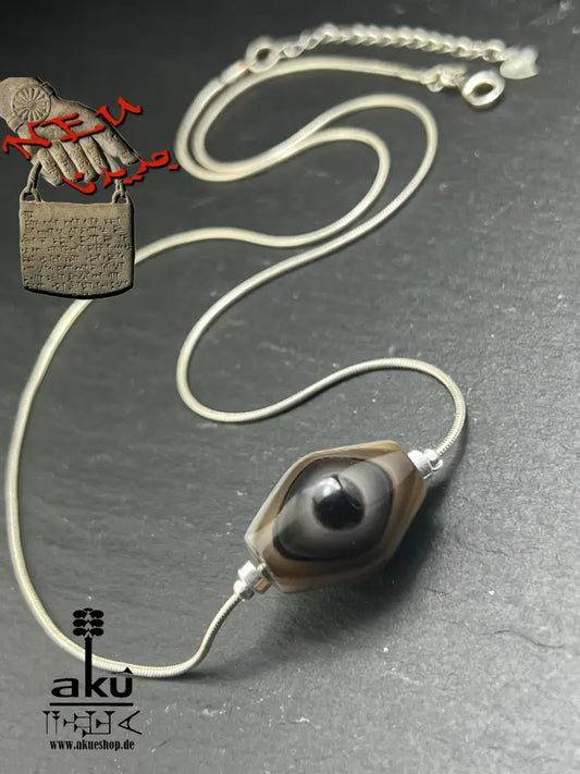 Sulemani Akik Halskette natürlich Hakik Achat Aqeeq schmuck 925er Silbere Schlangekette. AkueShop mutterstag geschenk