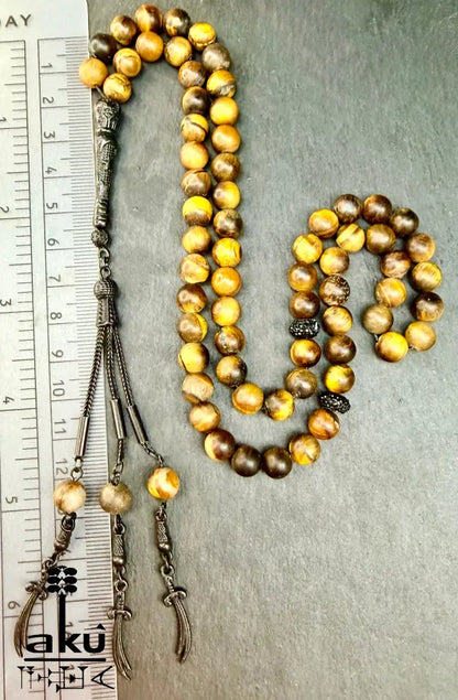 Tiger Auge Tasbih, natürliches Stein, islamisches Misbaha 66, schwarze Imam Ali Schwerte Quaste