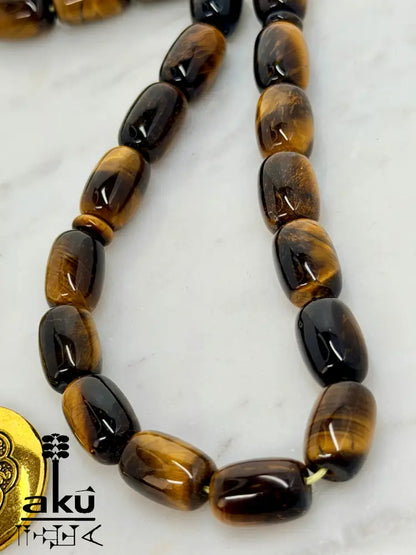 Tigerauge Tasbih vergoldete traditionale Quaste islamische Geschenke - Tasbih