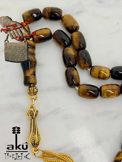 Tigerauge Tasbih vergoldete traditionale Quaste islamische Geschenke - Tasbih
