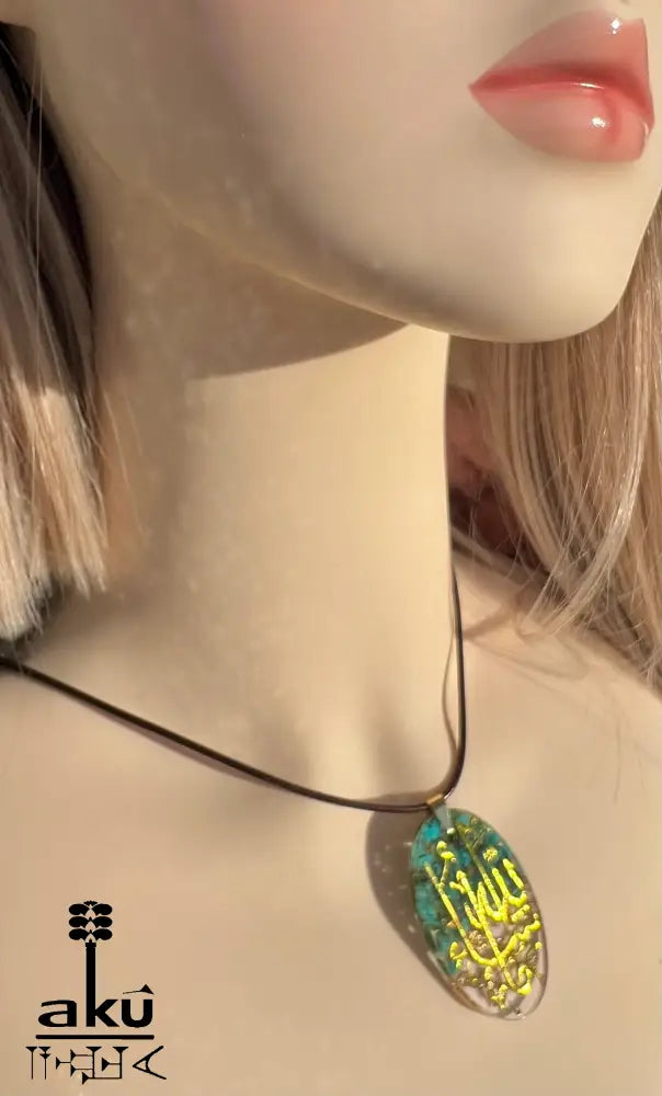 Türkis Islamische Halskette Harz Anhänger arabische Kalligraphie Maschallah Halskette