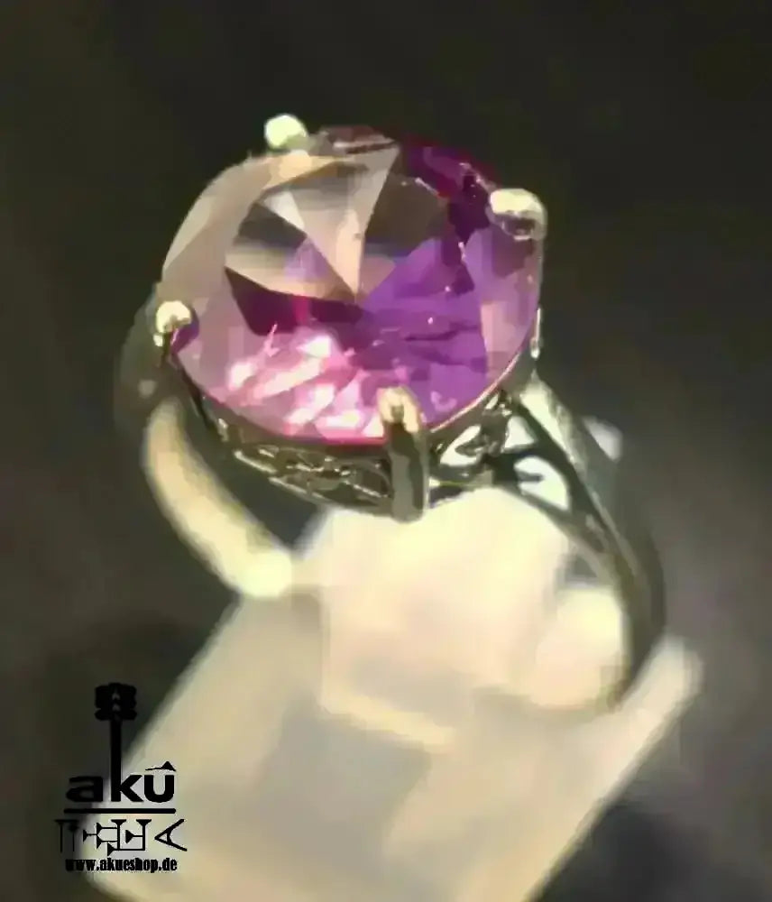 Vintage 1990s lila Saphir Ring, riesige 13.5mm Saphir Juwel, 925er Silber - AkueShop