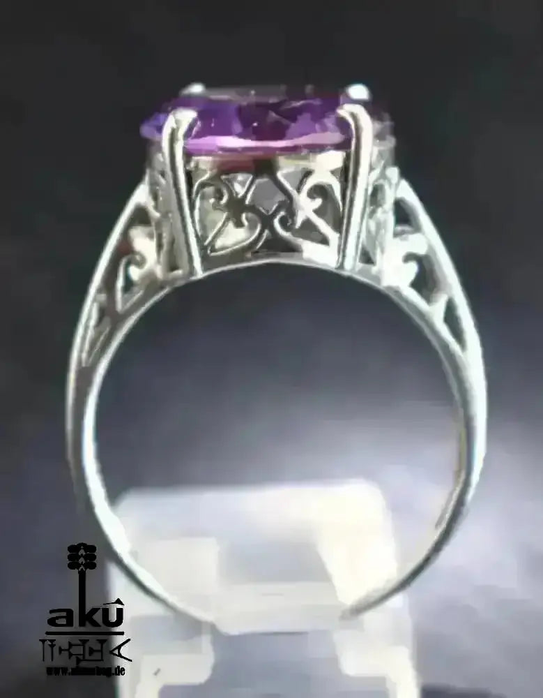 Vintage 1990s lila Saphir Ring, riesige 13.5mm Saphir Juwel, 925er Silber - AkueShop