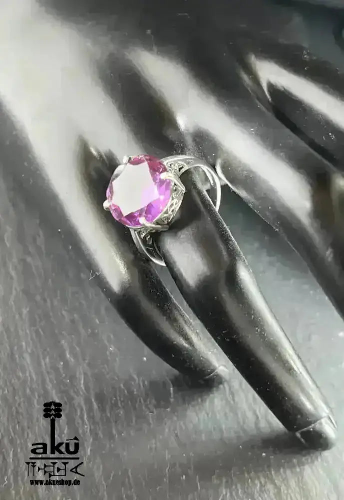Vintage 1990s lila Saphir Ring, riesige 13.5mm Saphir Juwel, 925er Silber - AkueShop