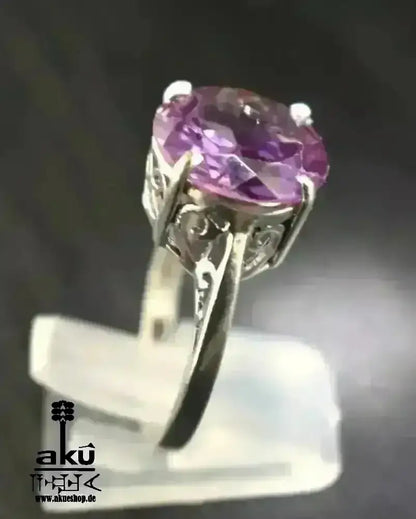 Vintage 1990s lila Saphir Ring, riesige 13.5mm Saphir Juwel, 925er Silber - AkueShop