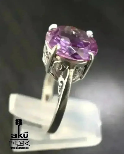Vintage 1990s lila Saphir Ring, riesige 13.5mm Saphir Juwel, 925er Silber - AkueShop