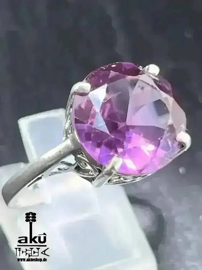 Vintage 1990s lila Saphir Ring, riesige 13.5mm Saphir Juwel, 925er Silber - AkueShop