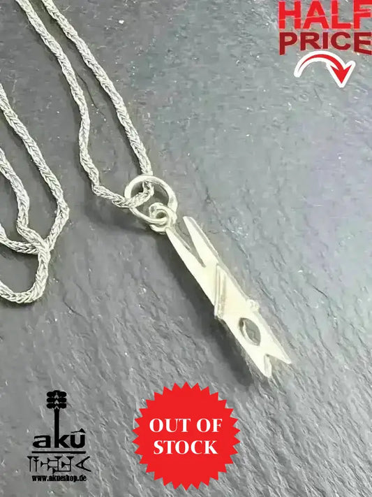 Vintage 925er Silber Halskette, Peg Necklace Pendant, Clothes Pin for Men, Minimalist Stil - AkueShop