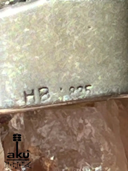 Vintage Citrin Anhänger mit Rohkristall in 835 Silber. HB bedeutet 