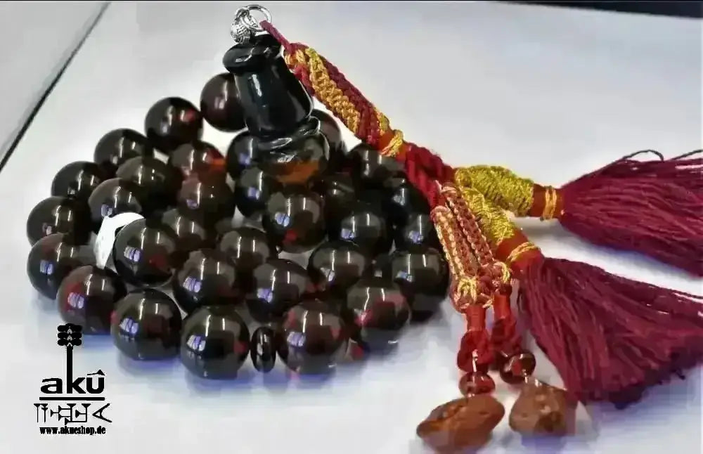 Vintage riesige Bernstein Tesbih 17mm rote Gebetskette AMBER Kehribar, islamische Misbaha - AkueShop
