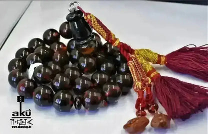 Vintage riesige Bernstein Tesbih 17mm rote Gebetskette AMBER Kehribar, islamische Misbaha - AkueShop