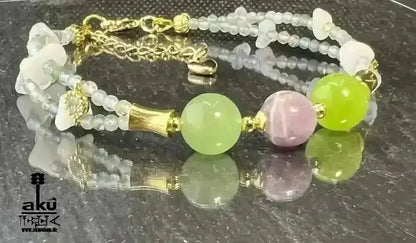 Waage Sternzeichen Glückskristalle Armband, natürliche Edelsteine Aquamarin Mondstein Aventurin Peridot Amethyst Reiki Chakren Meditationsenergie - AkueShop