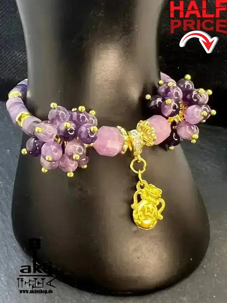 Wassermann Amethyst Armband natürliche Edelsteine Zodiac Sternzeichen vergoldet - AkueShop