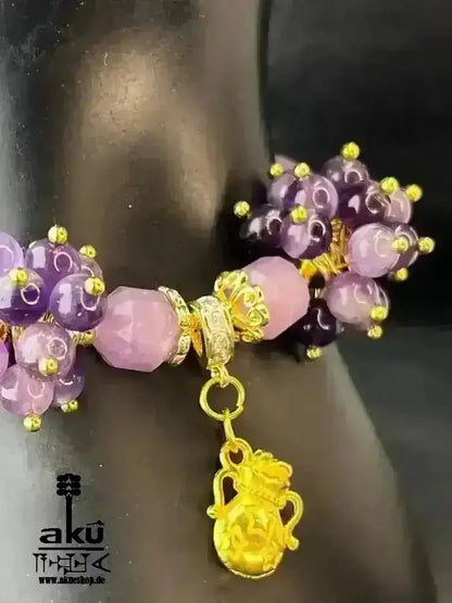 Wassermann Amethyst Armband natürliche Edelsteine Zodiac Sternzeichen vergoldet - AkueShop