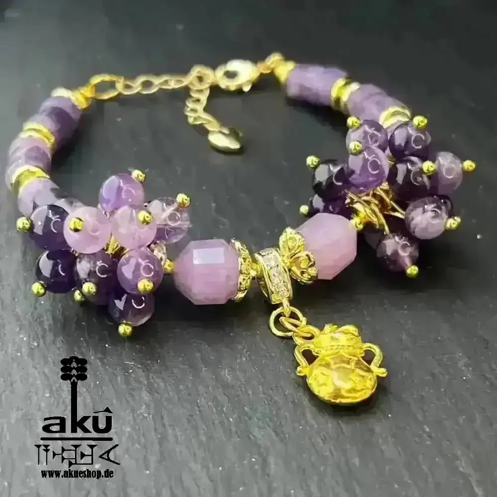 Wassermann Amethyst Armband natürliche Edelsteine Zodiac Sternzeichen vergoldet - AkueShop