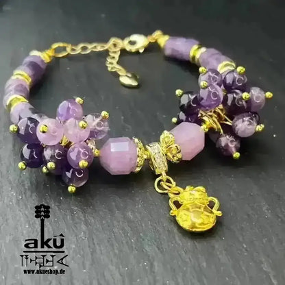 Wassermann Amethyst Armband natürliche Edelsteine Zodiac Sternzeichen vergoldet - AkueShop