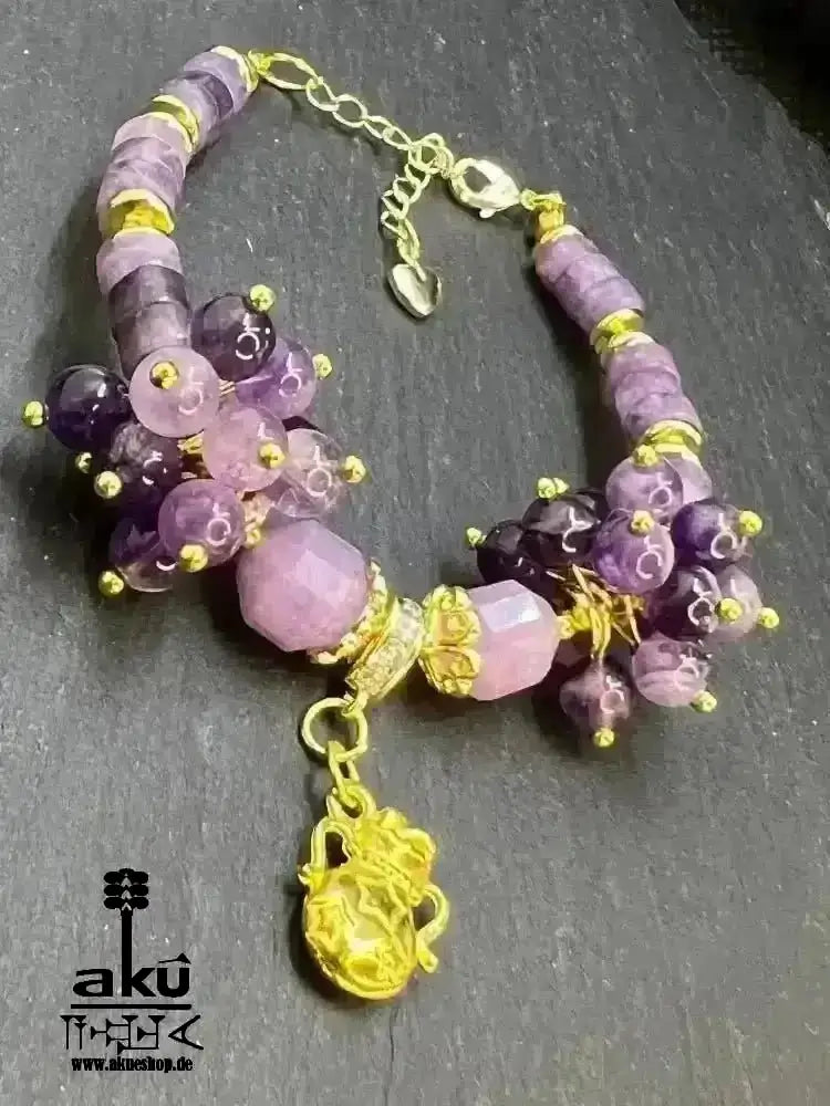 Wassermann Amethyst Armband natürliche Edelsteine Zodiac Sternzeichen vergoldet - AkueShop