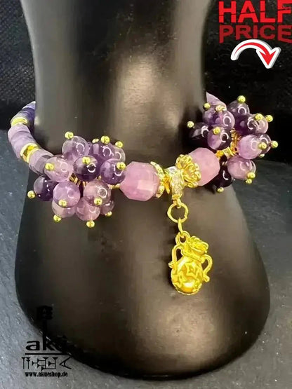 Wassermann Amethyst Armband natürliche Edelsteine Zodiac Sternzeichen vergoldet - AkueShop