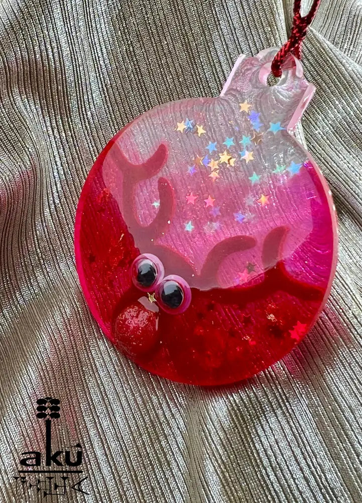 Weihnachtsanhänger Rot Glitzer Naturmaterialien bewegliche Augen Dekor
