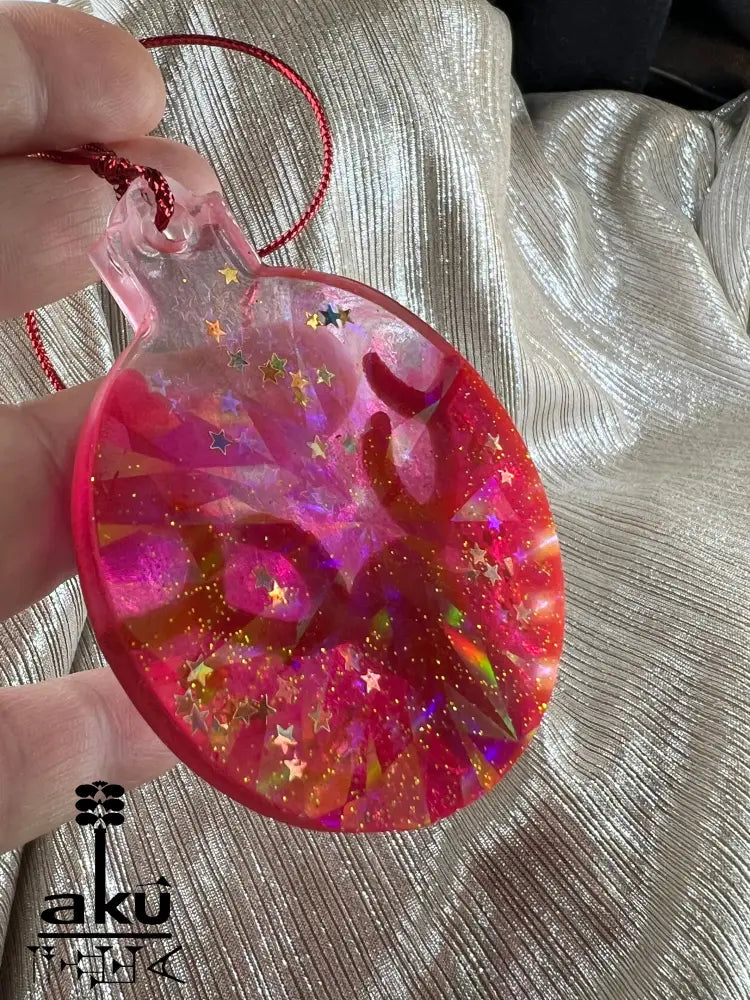 Weihnachtsanhänger Rot Glitzer Naturmaterialien bewegliche Augen Dekor