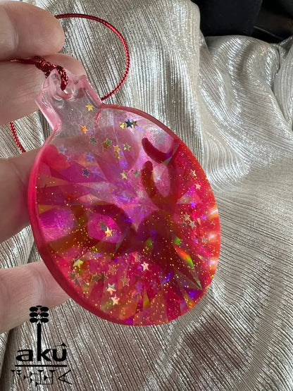 Weihnachtsanhänger Rot Glitzer Naturmaterialien bewegliche Augen Dekor