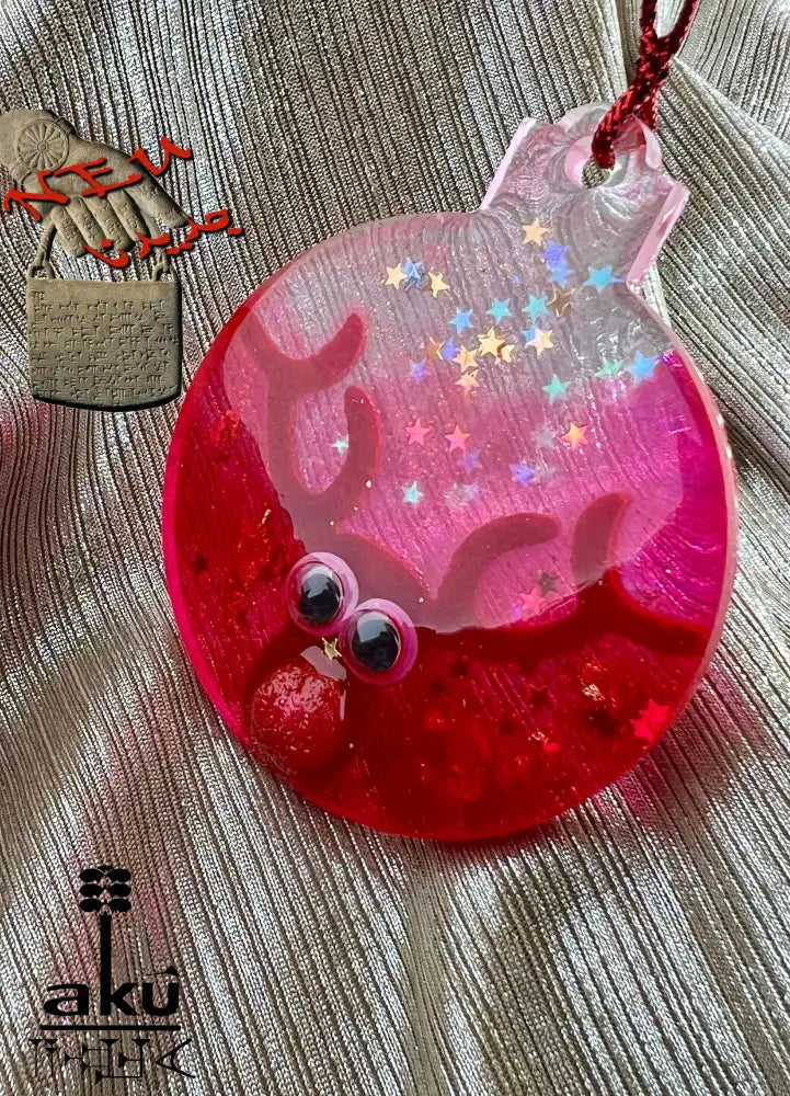 Weihnachtsanhänger Rot Glitzer Naturmaterialien bewegliche Augen Dekor